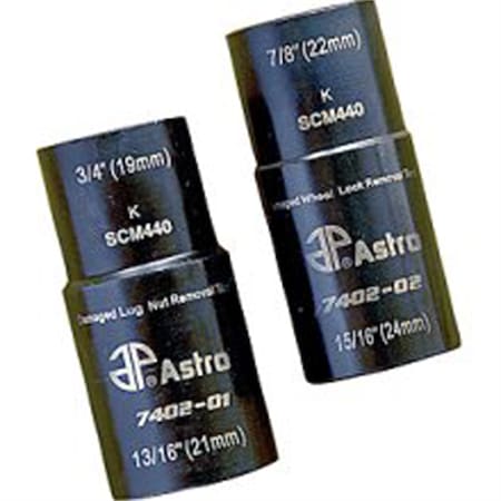 Astro Pneumatic 2Pc 1/2Dr Double End Damaged Wheel Lock & Lug Nut 7402